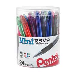24Pk Rsvp Mini Ballpoint Pens Pentel, PENBK91MN24M