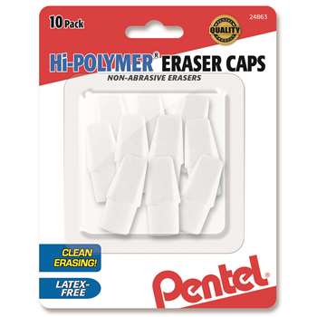 Hi-Polymer White Cap Erasers 10Pk, PENZEH02BP10