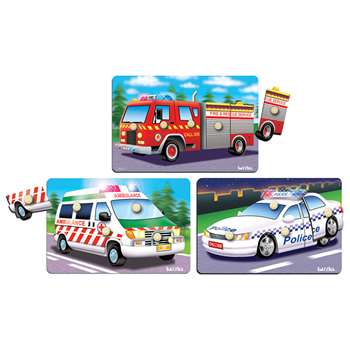 Emergency Response Vehicles 3/Set Peg Puzzles, PPAKNS004PB