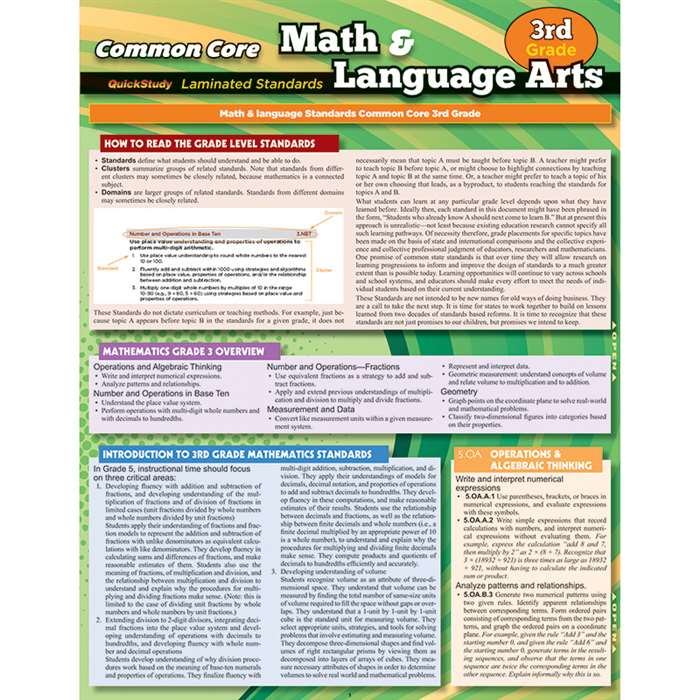 Common Core Gr 3 Math & Language Arts Standards, QS-222842