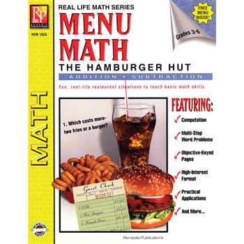Menu Math Hamburger Hut Book-1 Add & Subtract By Remedia Publications
