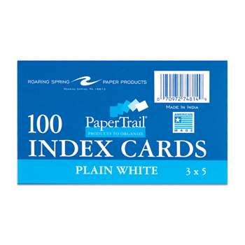 Index Cards 3x5 Unruled, ROA74814