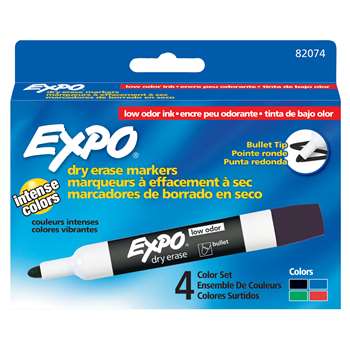 Marker Expo 2 Dry Erase 4 Clr Bull Black Red Blue Green By Newell