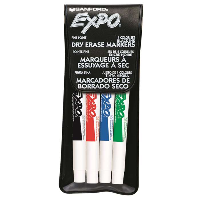 Marker Set Expo Dryerase 4 Color Fine Black Red Blue Green By Newell