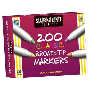 Sargent Bulk Markers, Assort 8 Colors Broad Tip, 200 Markers By Sargent Art