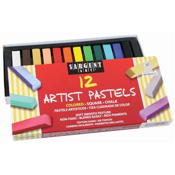 12Ct Assorted Color Artists Chalk Pastels Lift Lid Box By Sargent Art