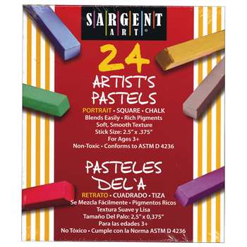 24Ct Portrait Color Artists Chalk Pastels Lift Lid Box By Sargent Art