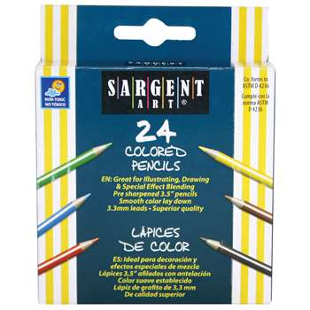 Sargent Art Half-Sized Colored Pencils 24 Color Set By Sargent Art