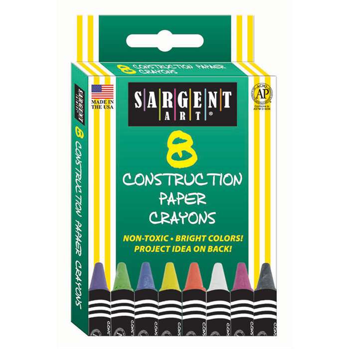 8Ct Construction Paper Crayon Standard Size Peggable Box By Sargent Art