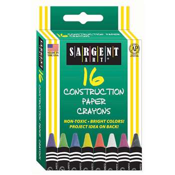 16Ct Construction Paper Crayon Standard Size Peggable Box By Sargent Art