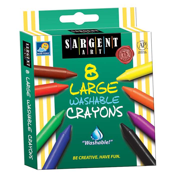 8Ct Washable Large Crayon Peggable Box By Sargent Art