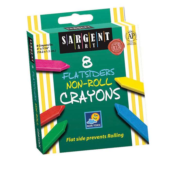 Flatsiders No-Roll Crayons 8 Count By Sargent Art
