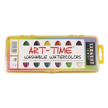 16 Art Time Semi Moist Washable Colors W/ Brush By Sargent Art