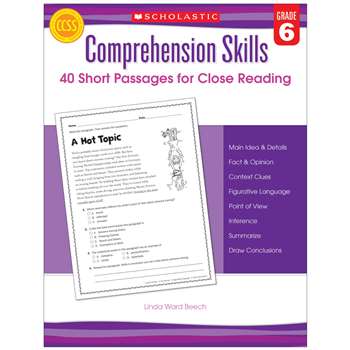 Comprehension Skills Gr 6 40 Short Passages For Close Reading By Scholastic Books Trade