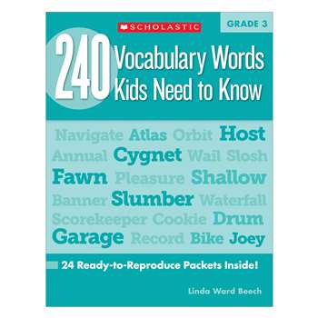 240 Vocabulary Words Kids Need To Know Gr 3 By Scholastic Books Trade