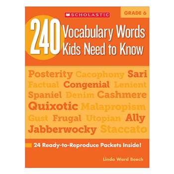 240 Vocabulary Words Kids Need To Know Gr 6 By Scholastic Books Trade