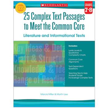 Gr 7-8 25 Complex Text Passages To Meet The Cc Lit, SC-557713