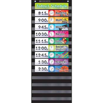 Pocket Chart Daily Schedule Black, SC-583865