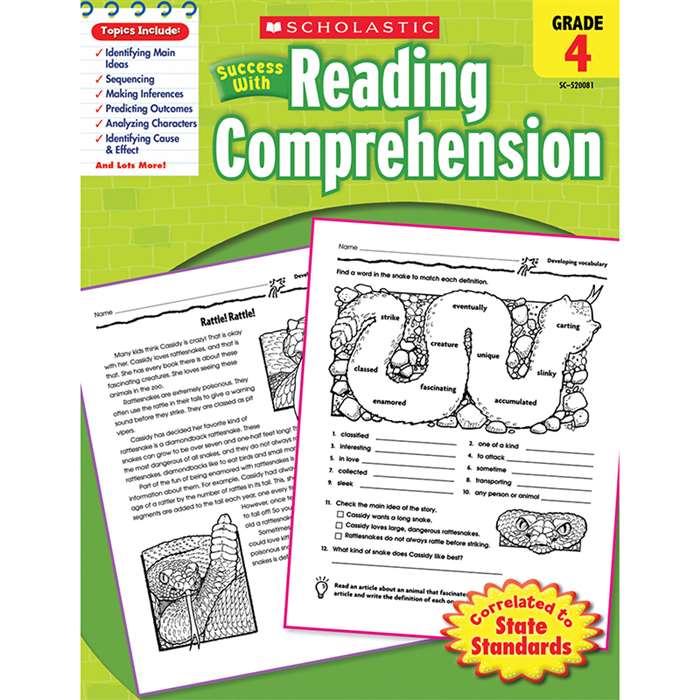 Scholastic Success With Reading Comprehension Gr 4 By Scholastic Books Trade