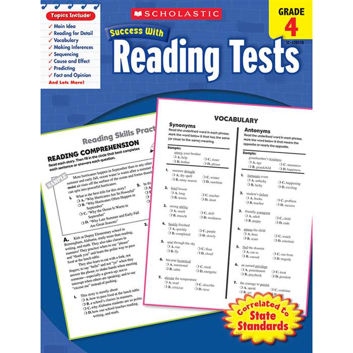 Scholastic Success With Reading Tests Gr 4 By Scholastic Books Trade