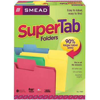 Smead 100Bx Asst Colors Supertab Letter Size Folde, SMD11987