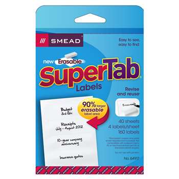 Smead 160Ct Erasable Supertab File Folder Labels, SMD64917