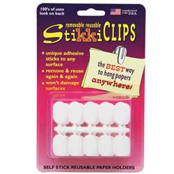 Stikkiclips 30 White Clips Per Pkg. By The Stikkiworks