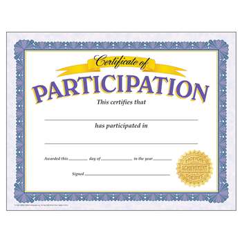 Certificate Of Participation By Trend Enterprises