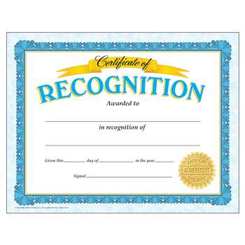 Certificate Of Recognition Classic By Trend Enterprises