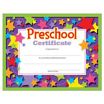 Preschool Certificate By Trend Enterprises
