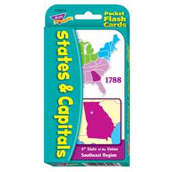 Pocket Flash Cards 56-Pk States And Capitals 3 X 5 Two-Sided Cards By Trend Enterprises