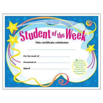 Certificate Student Of The 30/Pk Week 8-1/2 X 11 By Trend Enterprises