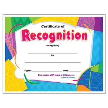 Certificate Of Recognition Colorful By Trend Enterprises