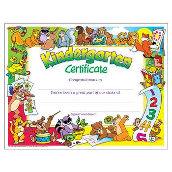 Certificate Kindergarten 30/Pk 8-1/2 X 11 By Trend Enterprises