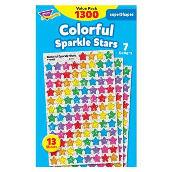 Supershapes Variety 1300Pk Colorful Stars Sparkle By Trend Enterprises