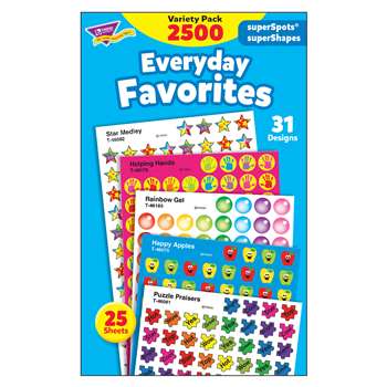 Everyday Favorites Variety Pk Superspots/Shapes Stickers By Trend Enterprises
