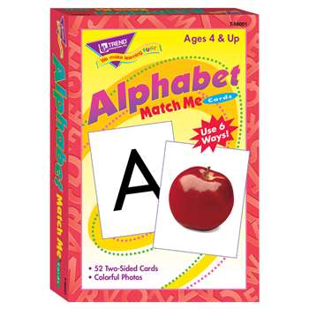 Match Me Cards Alphabet 52/Box Two-Sided Cards Ages 4 & Up By Trend Enterprises