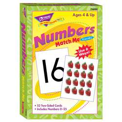Match Me Cards Numbers 0-25 52/Box Two-Sided Cards Ages 4 & Up By Trend Enterprises