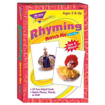 Match Me Cards Rhyming 52/Box Words Two-Sided Cards Ages 5 & Up By Trend Enterprises