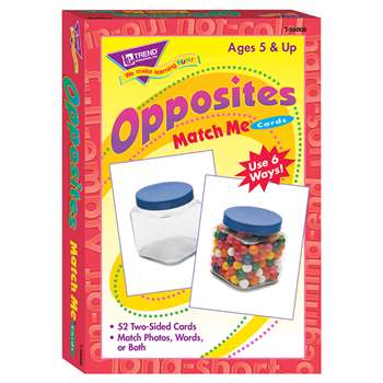 Match Me Cards Opposites 52/Box Two-Sided Cards Ages 5 & Up By Trend Enterprises