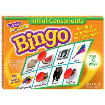 Bingo Initial Consonants Ages 4 & Up By Trend Enterprises