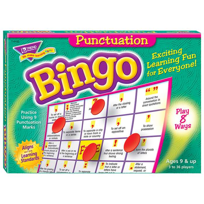 Bingo Punctuation Ages 7 & Up By Trend Enterprises