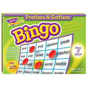 Prefixes & Suffixes Bingo Game By Trend Enterprises