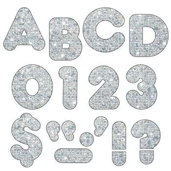 Ready Letters 3 Inch Casual Silver Sparkle By Trend Enterprises