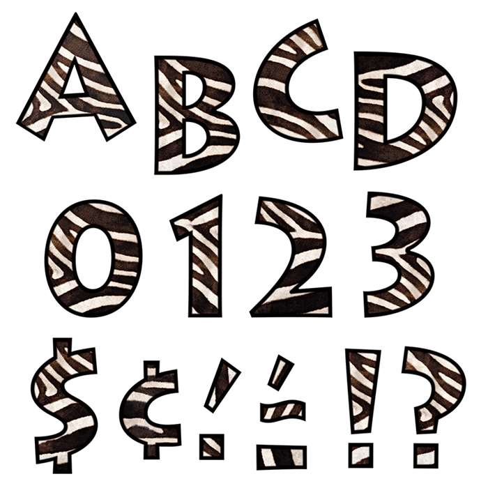 Zebra 4 Inch Venture Ready Letters By Trend Enterprises