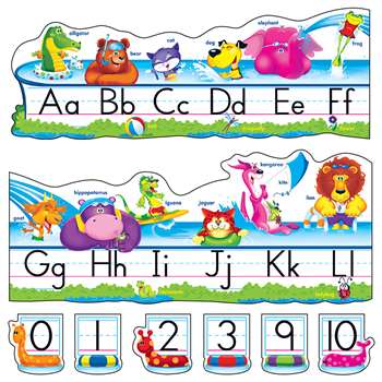 Pool Party Pals Alphabet Line Std Manuscript Bulletin Board Set By Trend Enterprises