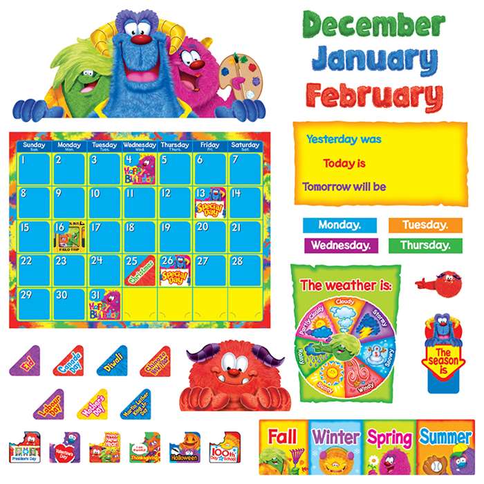 Furry Friends Calendar Bulletin Board Set By Trend Enterprises