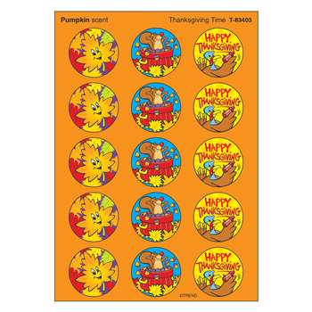 Stinky Stickers Thanksgiving 60/Pk Time Acid-Free Pumpkin By Trend Enterprises