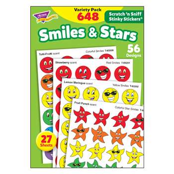 Stinky Stickers Smiles Stars 648/Pk Jumbo Acid-Free Variety Pk By Trend Enterprises
