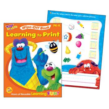 Learning To Print Furry Friends Wipe Off Book Gr Pk-K By Trend Enterprises